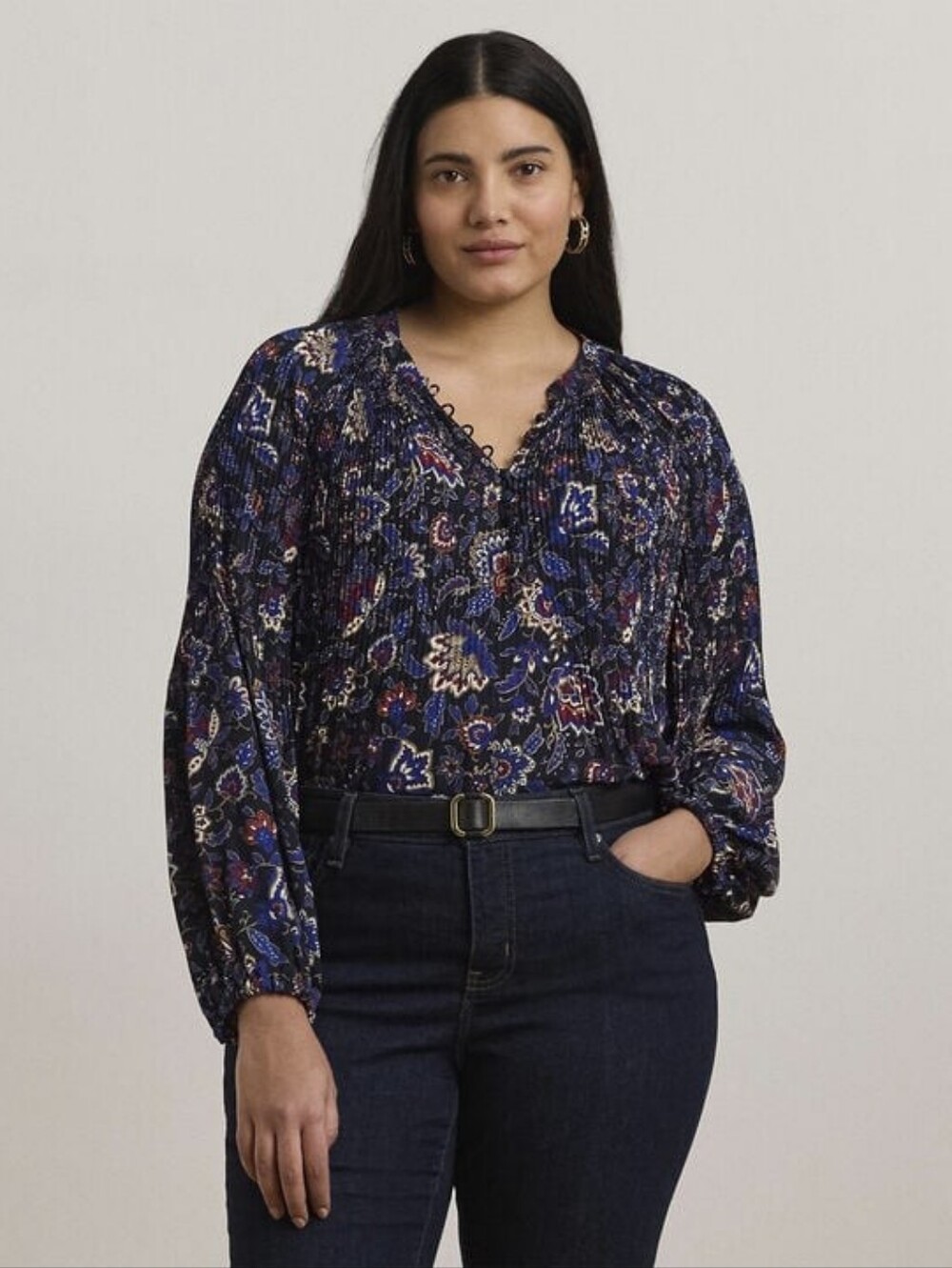 Lauren Ralph Lauren Women's Size 1X Floral Paisley Long Sleeve Top Blouse New